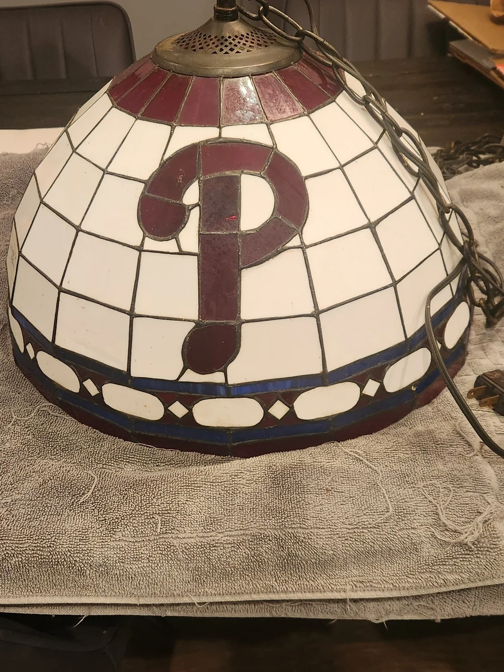Vintage Tiffany Style Pendant Philadelphia Phillies Bar Lamp